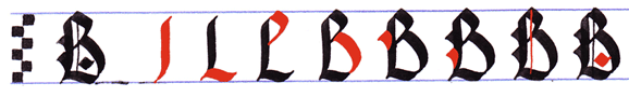 Ejercicio practicar caligrafía alfabeto gótico mayúsculas, letra B