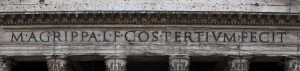 Panteón Agrippa con inscripción letras romanas cuadradas