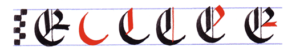 Ejercicio practicar caligrafía alfabeto gótico mayúsculas, letra A E