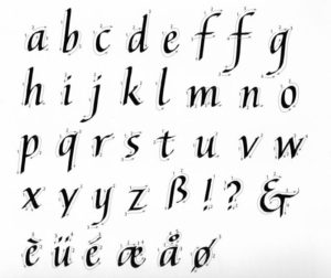 Ejercicio alfabeto caligrafía itálica ductus