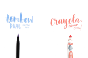 Diferencia caligrafía entre rotuladores Tombow y Crayola