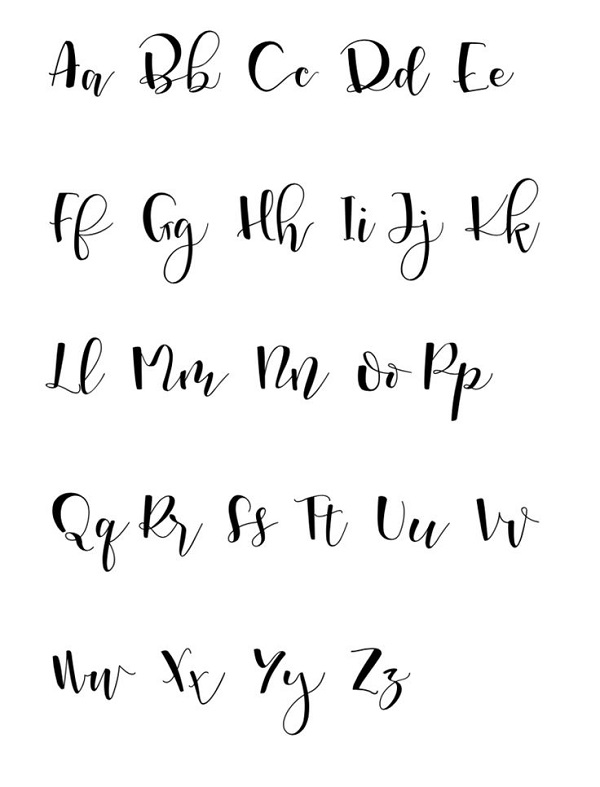 Alfabeto caligrafía moderna mayúsculas y minúsculas 2