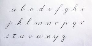 Caligrafía con lápiz alfabeto Copperplate