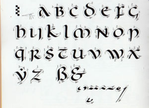 Alfabeto caligrafía uncial
