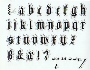 Alfabeto gótica textura