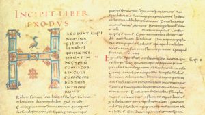 Manuscrito letra carolingia Alcuin Biblia monasterio Tours 840