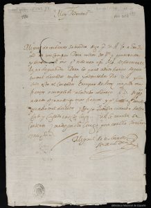 Manuscrito carta de Cervantes