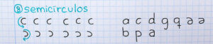trazos básicos mejorar letra para zurdos semicírculos