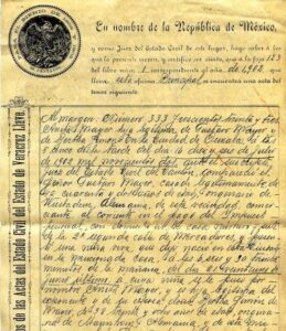Acta de nacimiento Mexico 1902
